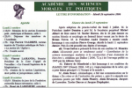 Académie des Sciences Morales et Politiques – 26 Septembre 2006